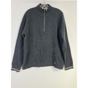 Smartwool Mens Sweater Sz Large Charcoal Merino Wool Half Zip Mock Outdoor WARM